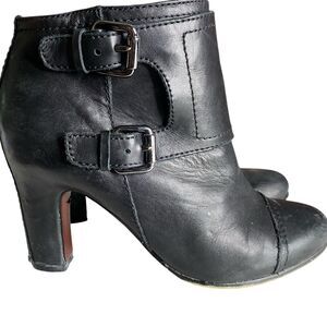 Sam‎ Edelman Heel Ankle Boot Womens 6.5M Black Lea Punk Goth Edgy Classic Chic